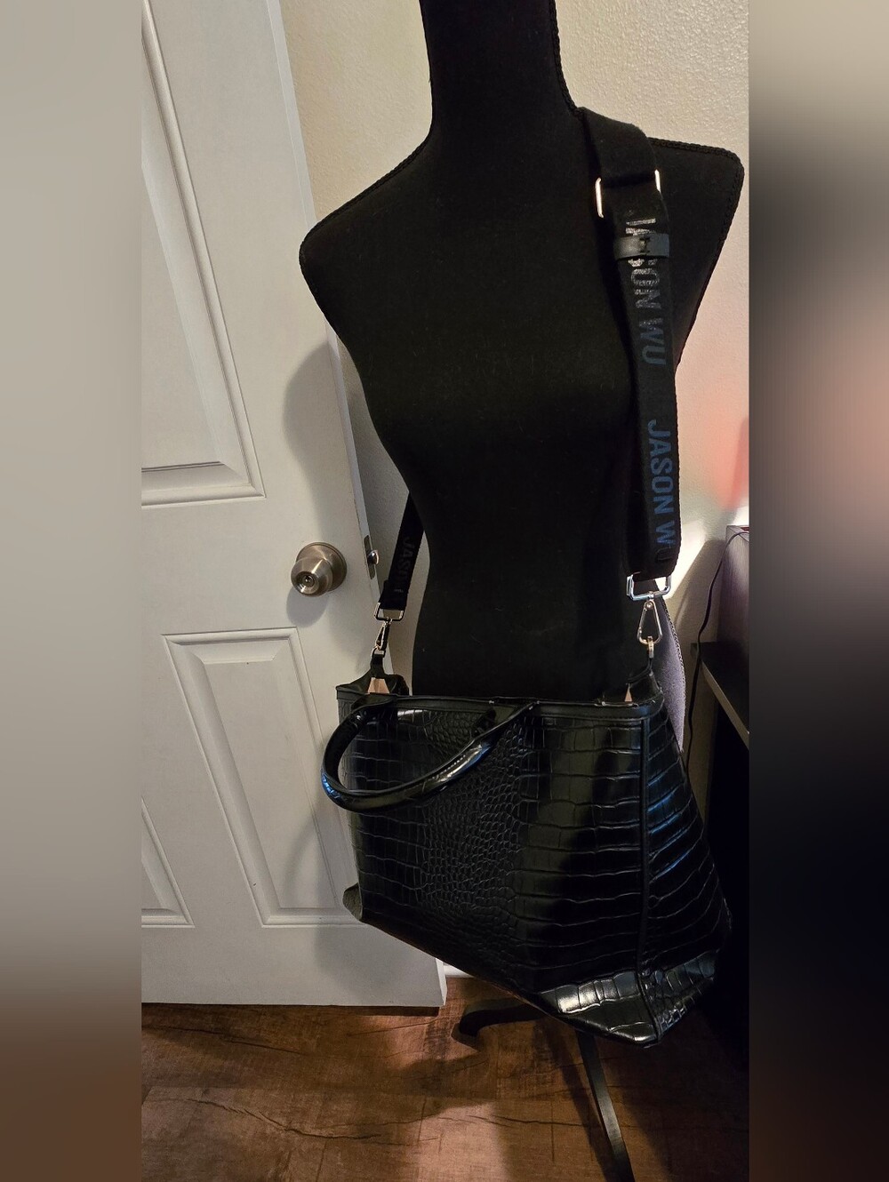 Jason Wu Black Croc-Embossed Tote